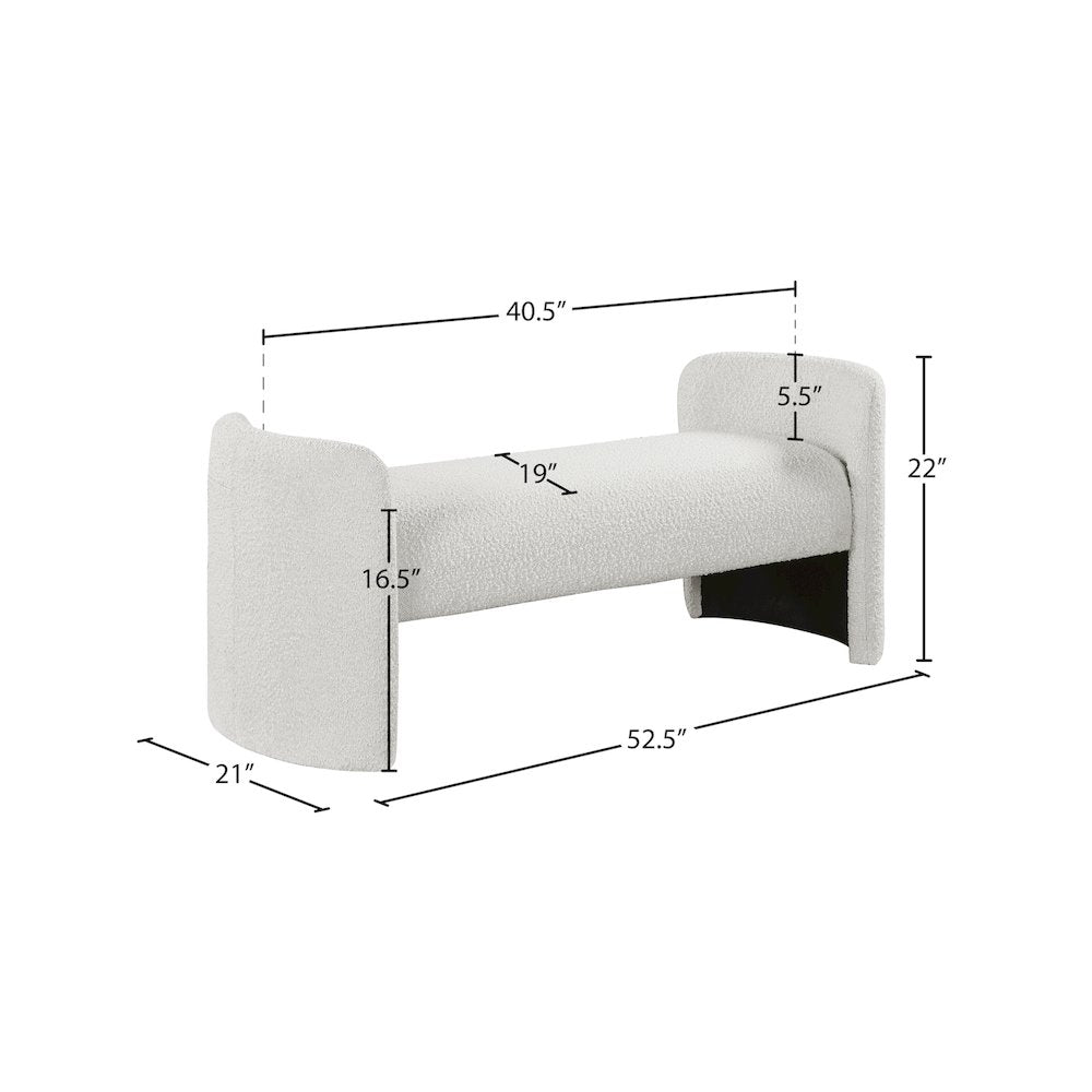 Peyton Cream Boucle Fabric Bench