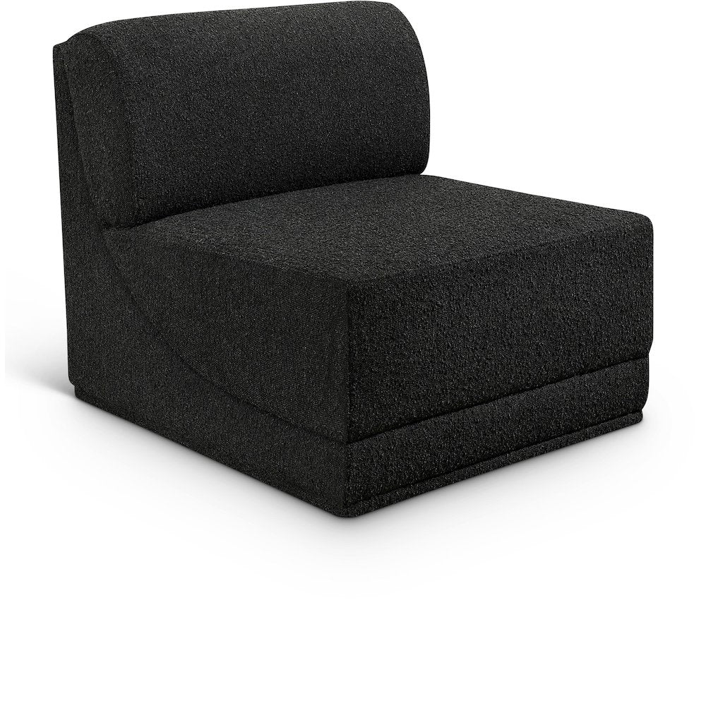 Ollie Black Boucle Fabric Armless