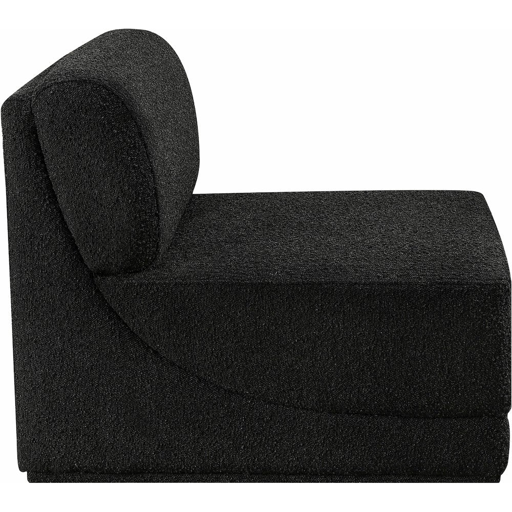Ollie Black Boucle Fabric Armless
