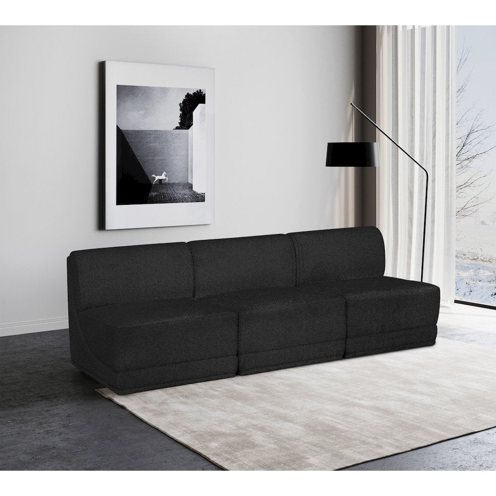 Ollie Black Boucle Fabric Modular Sofa