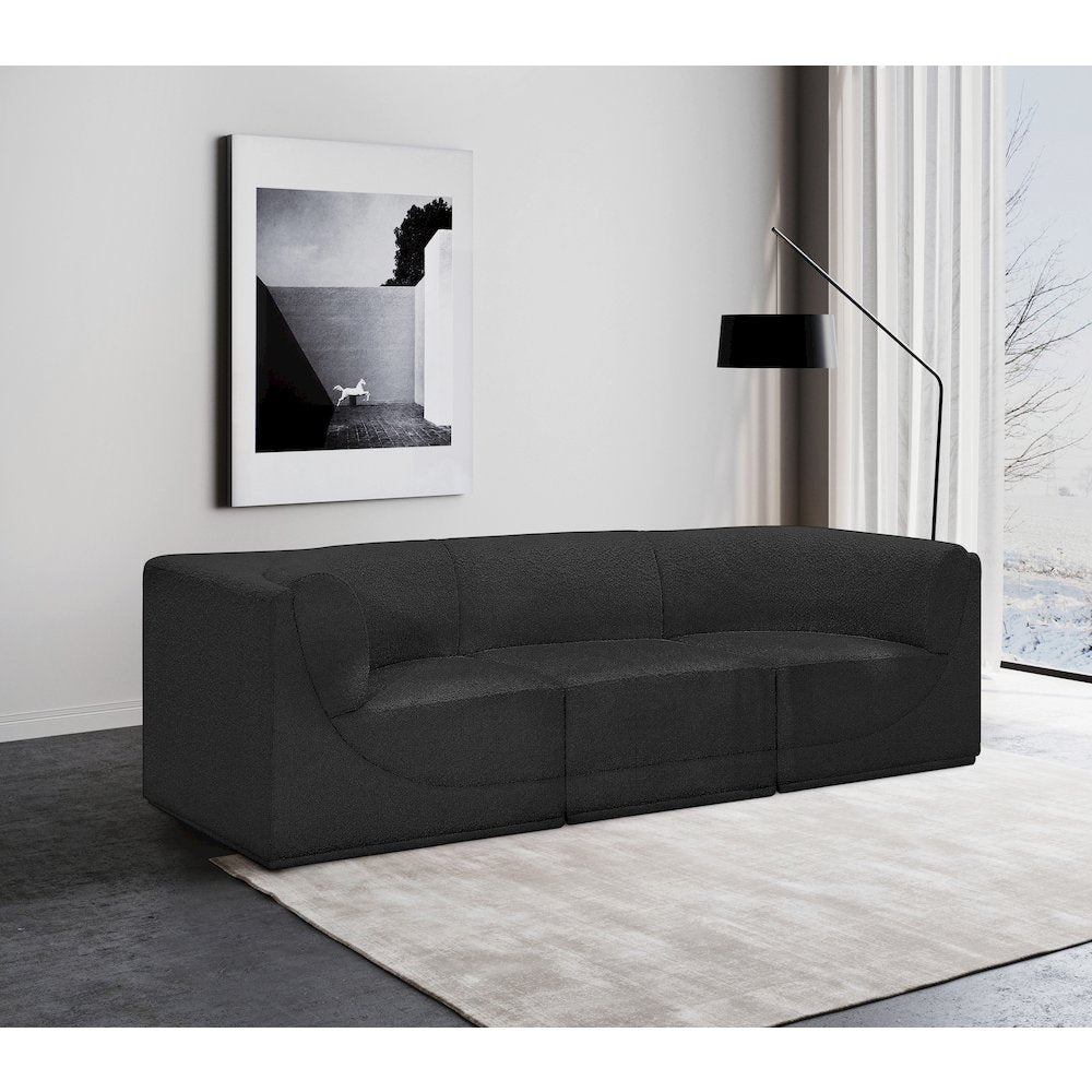 Ollie Black Boucle Fabric Modular Sofa