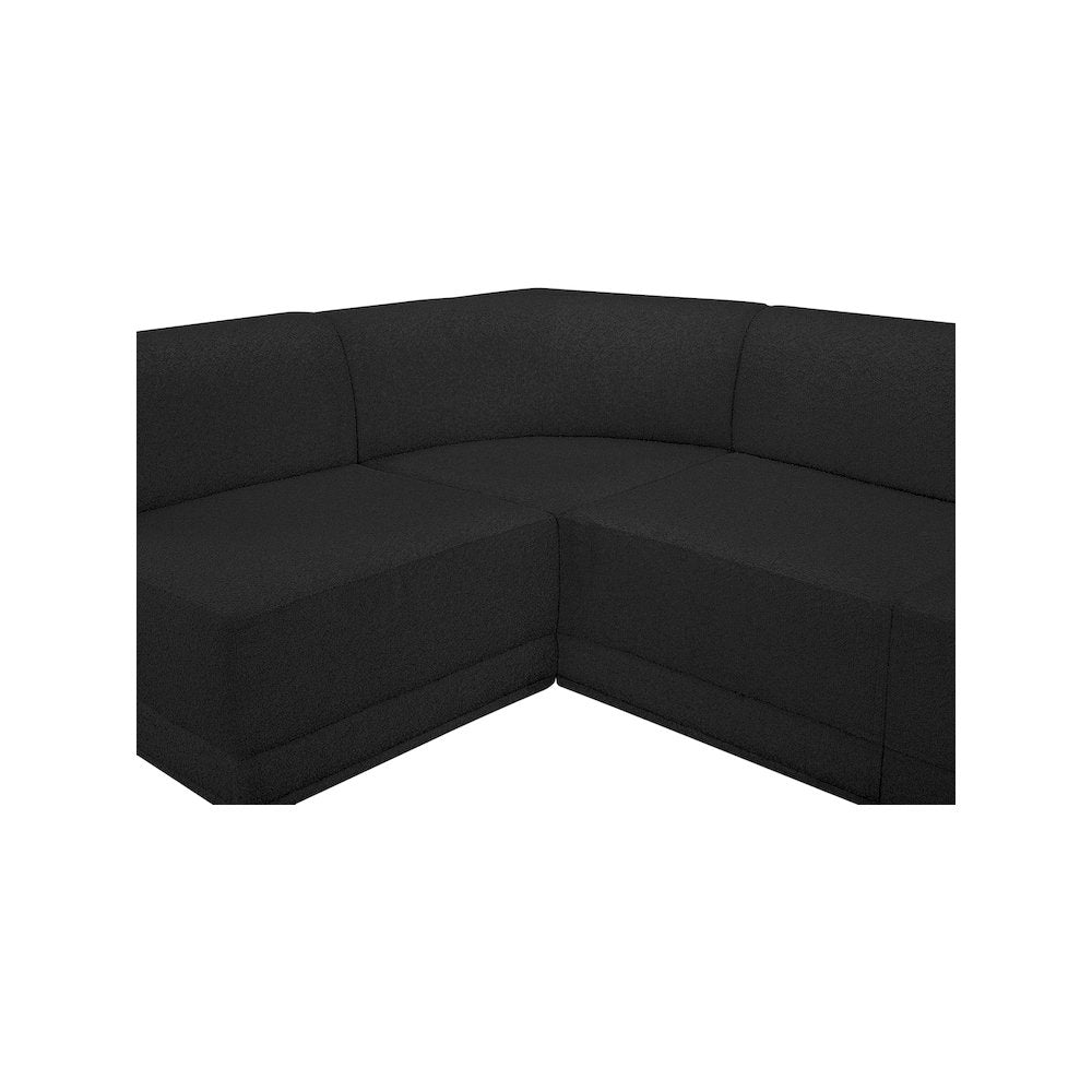 Ollie Black Boucle Fabric Modular Sectional
