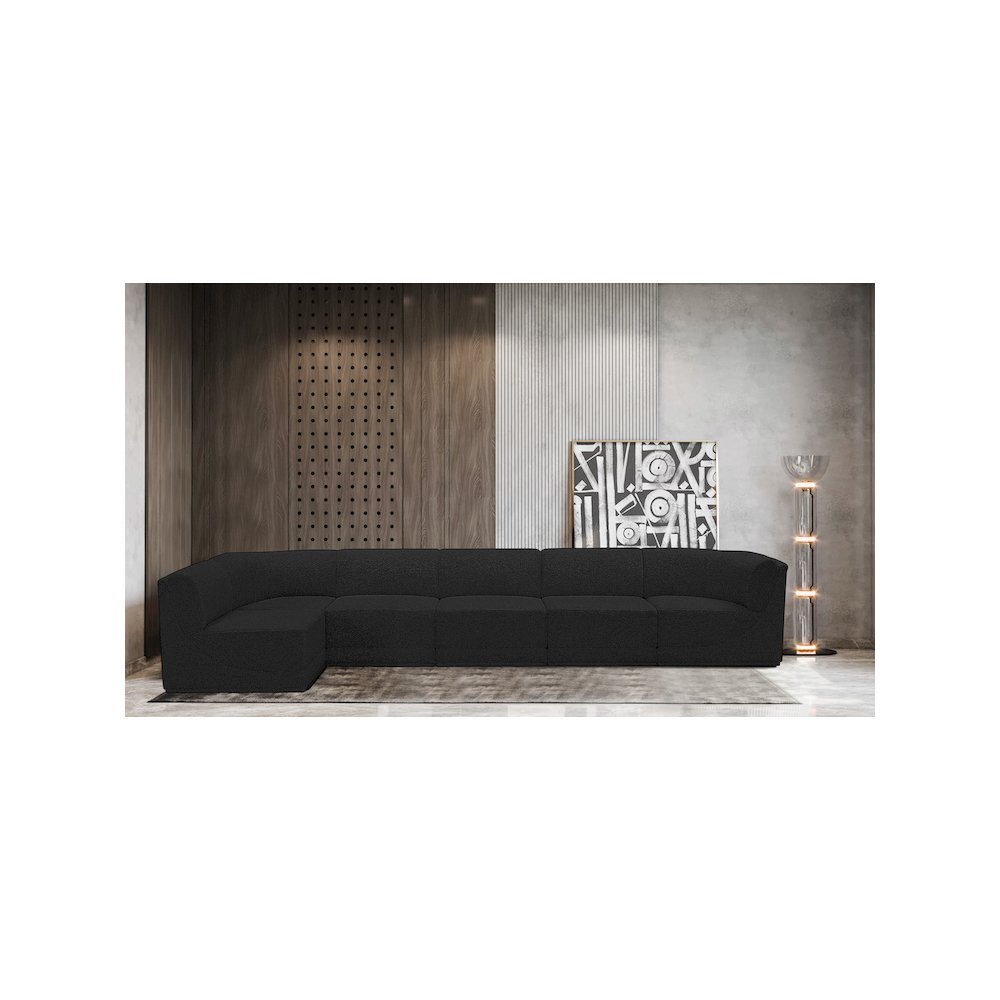 Ollie Black Boucle Fabric Modular Sectional