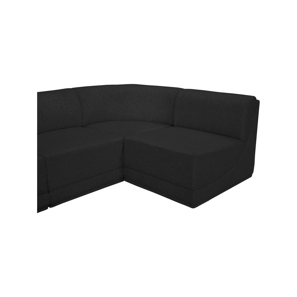 Ollie Black Boucle Fabric Modular Sectional