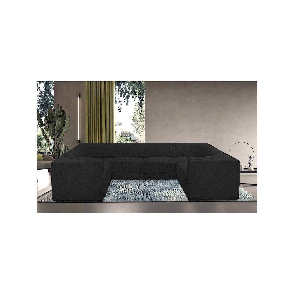 Ollie Black Boucle Fabric Modular Sectional