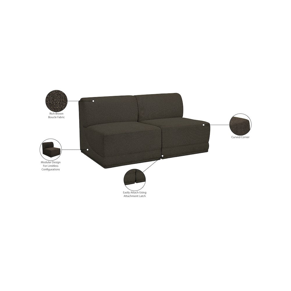 Ollie Brown Boucle Fabric Modular Sofa