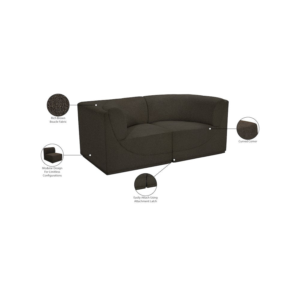 Ollie Brown Boucle Fabric Modular Sofa