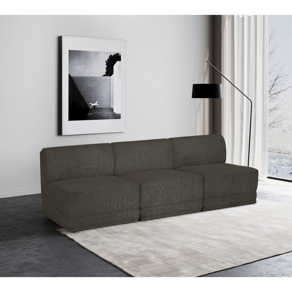 Ollie Brown Boucle Fabric Modular Sofa