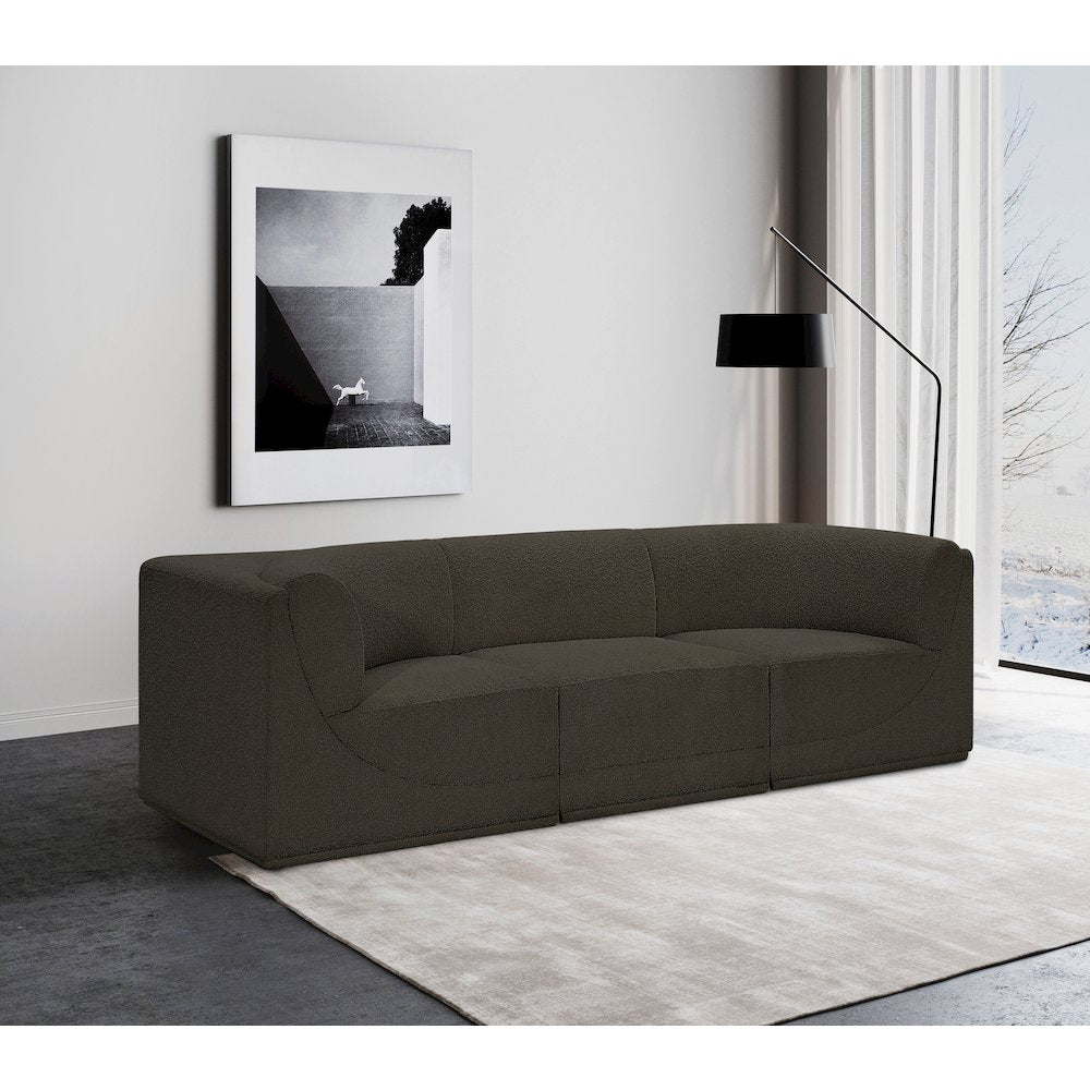 Ollie Brown Boucle Fabric Modular Sofa