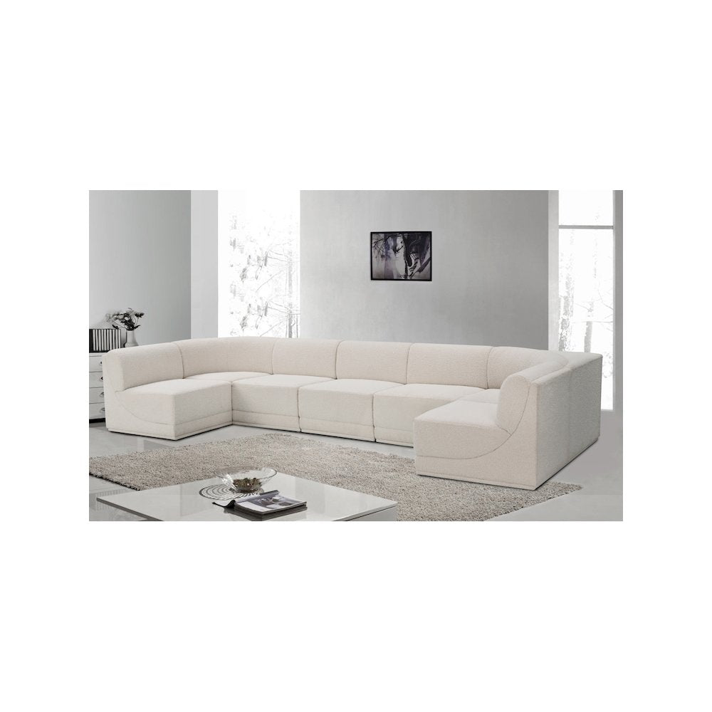 Ollie Cream Boucle Fabric Modular Sectional