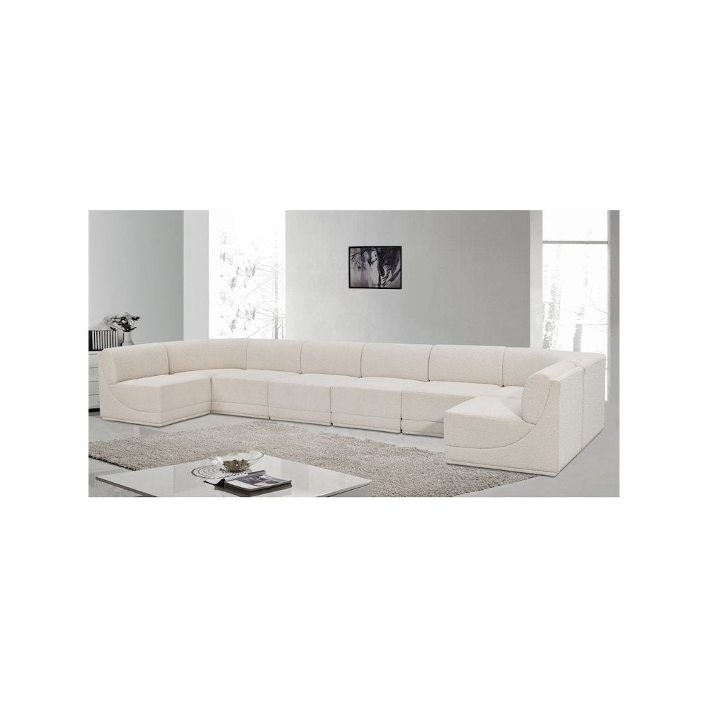 Ollie Cream Boucle Fabric Modular Sectional