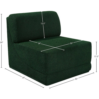 Ollie Green Boucle Fabric Armless