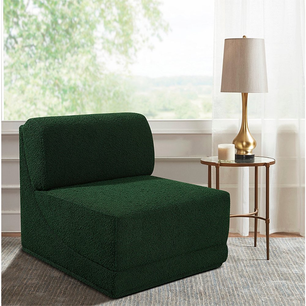Ollie Green Boucle Fabric Armless