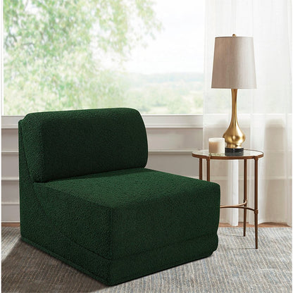 Ollie Green Boucle Fabric Armless