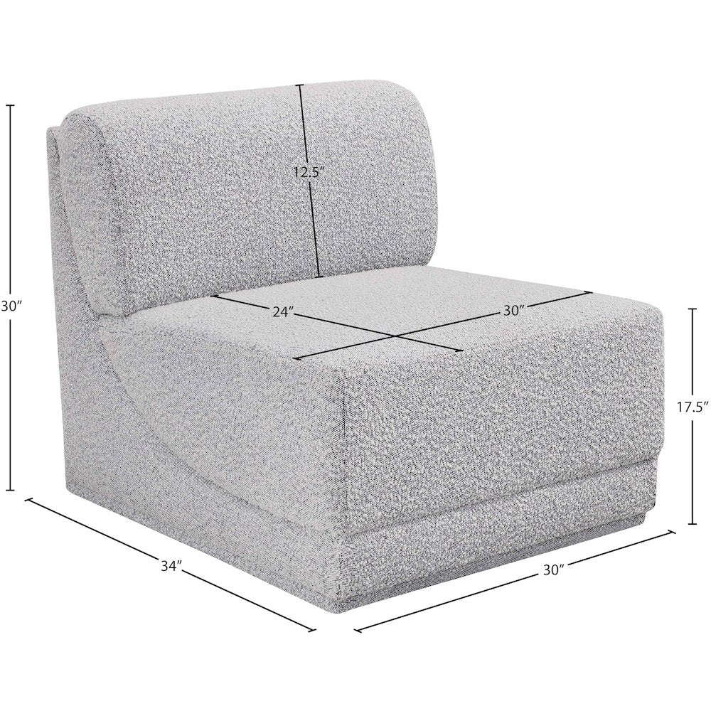 Ollie Grey Boucle Fabric Armless