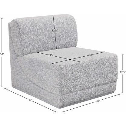 Ollie Grey Boucle Fabric Armless