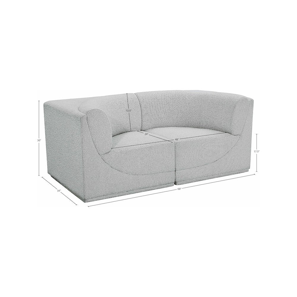 Ollie Grey Boucle Fabric Modular Sofa