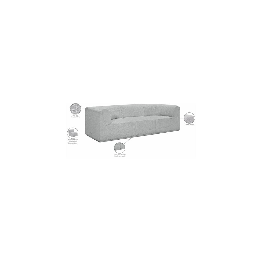 Ollie Grey Boucle Fabric Modular Sofa