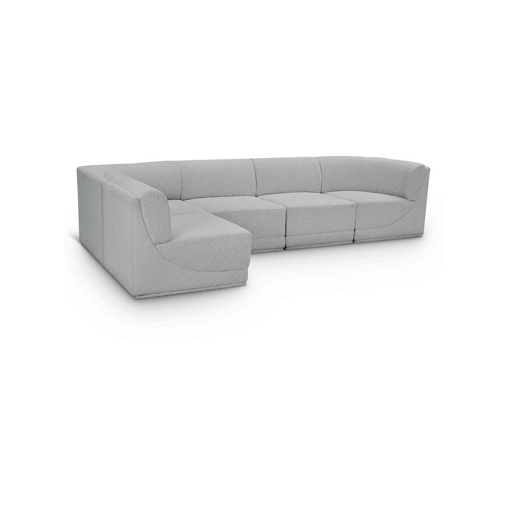 Ollie Grey Boucle Fabric Modular Sectional