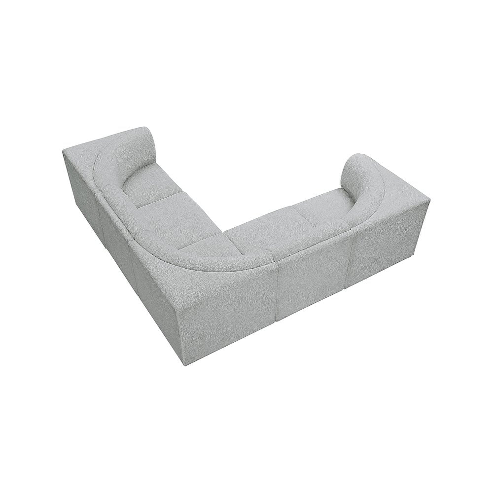 Ollie Grey Boucle Fabric Modular Sectional