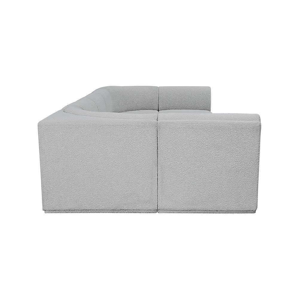 Ollie Grey Boucle Fabric Modular Sectional