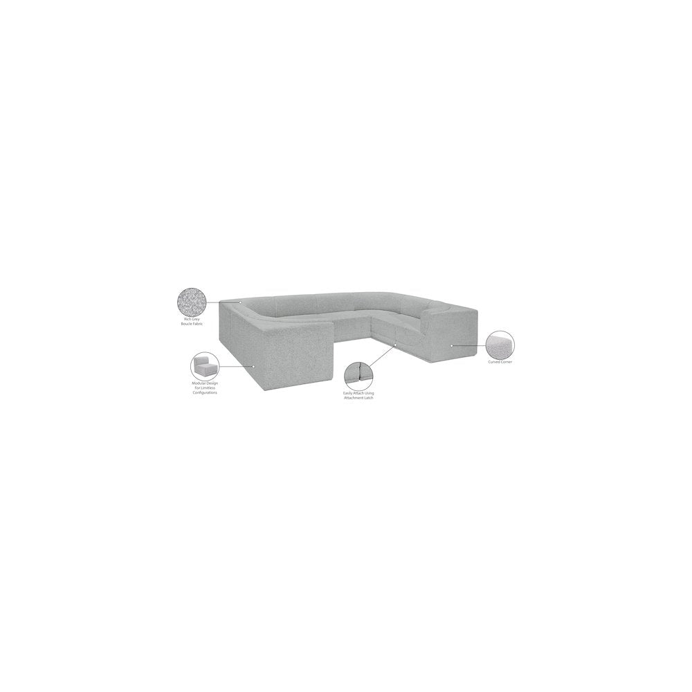 Ollie Grey Boucle Fabric Modular Sectional