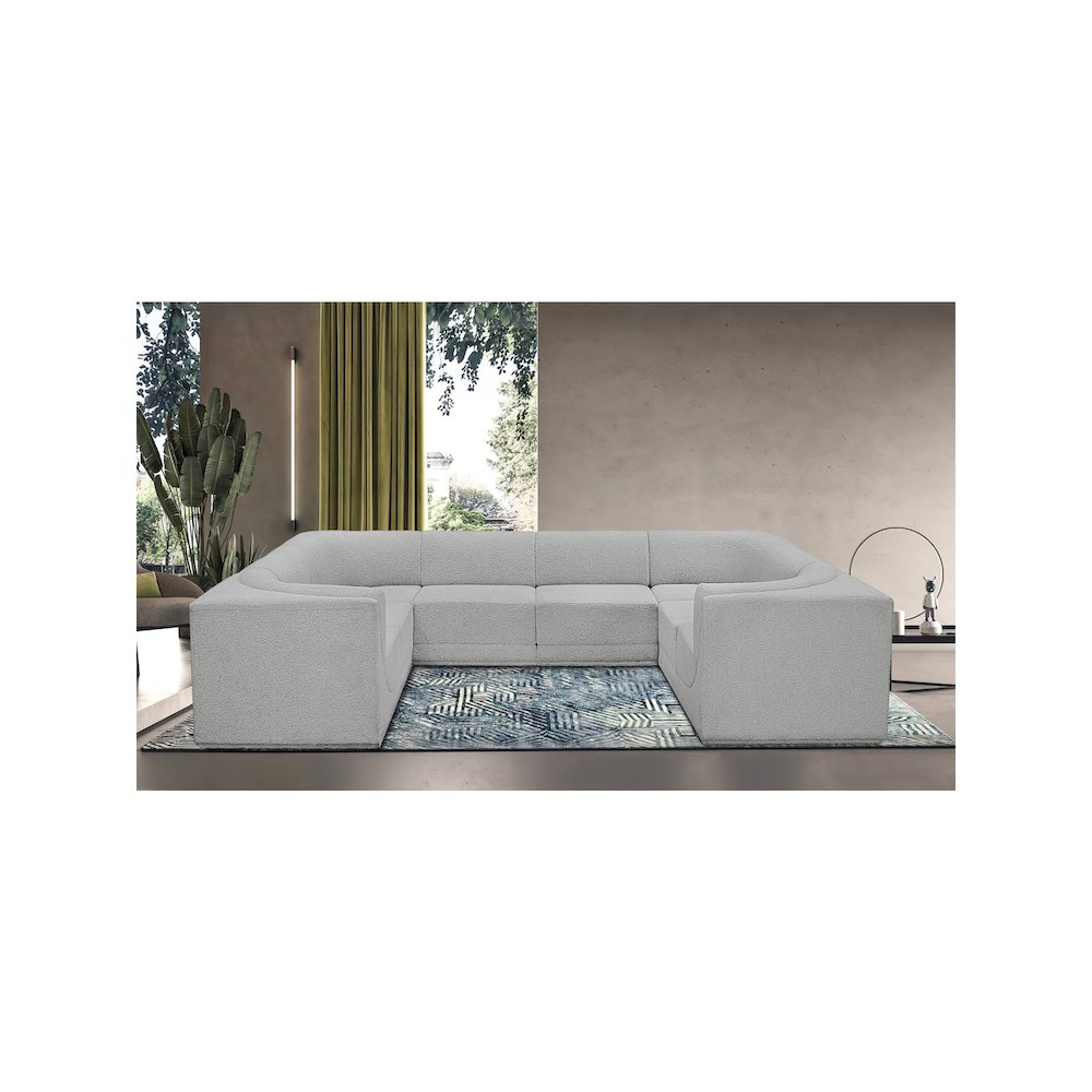 Ollie Grey Boucle Fabric Modular Sectional