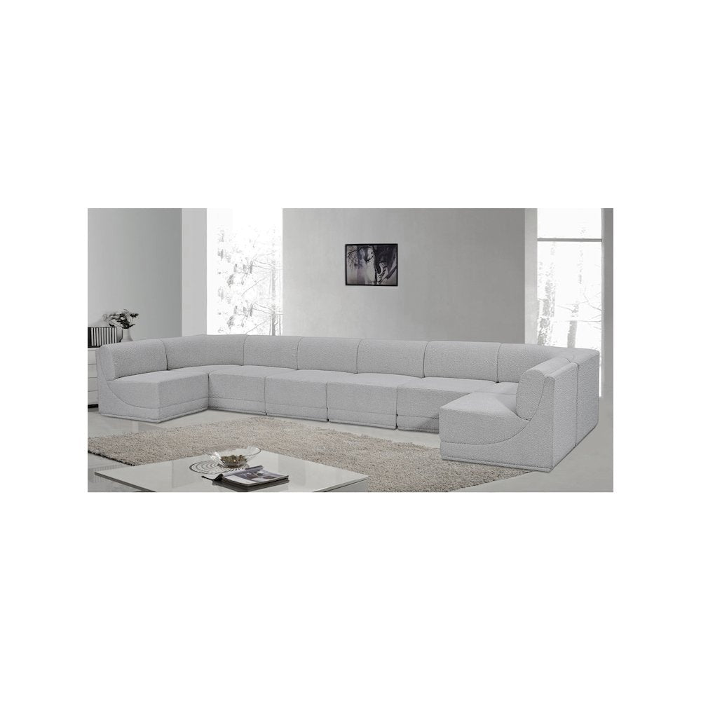Ollie Grey Boucle Fabric Modular Sectional