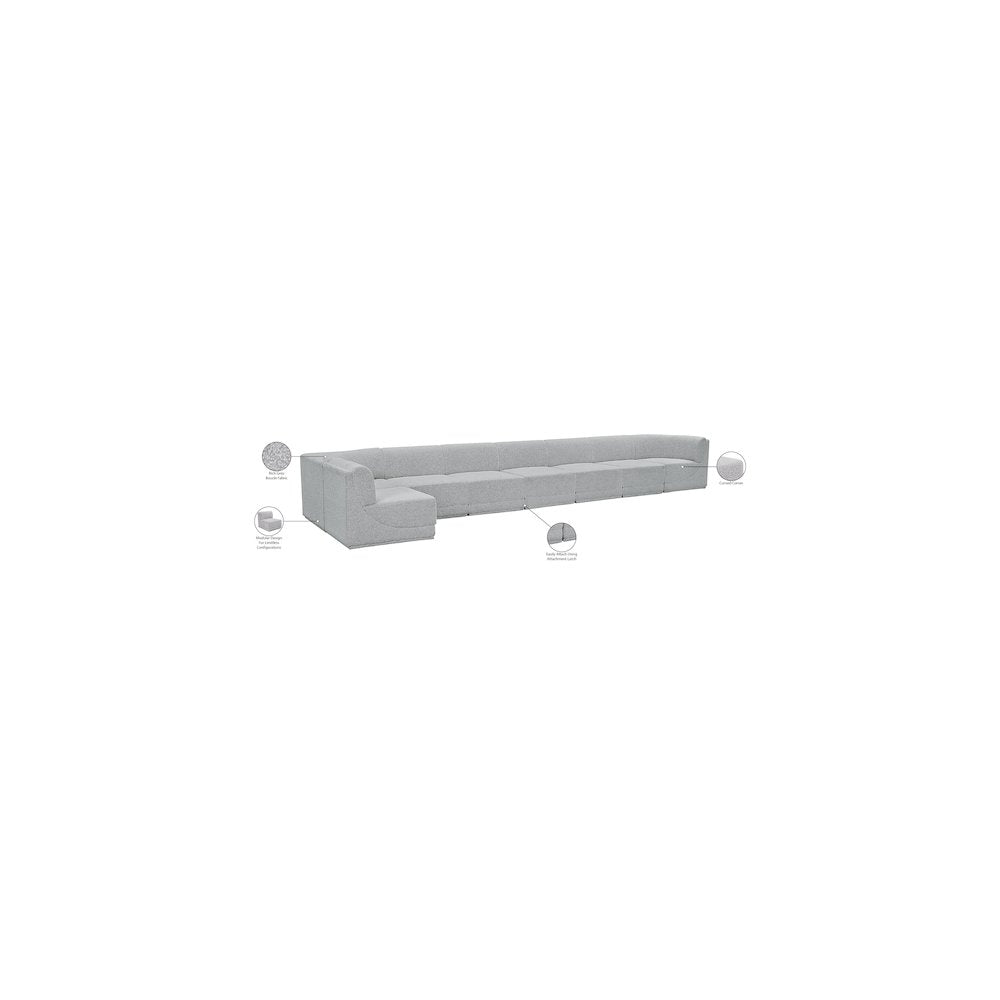 Ollie Grey Boucle Fabric Modular Sectional