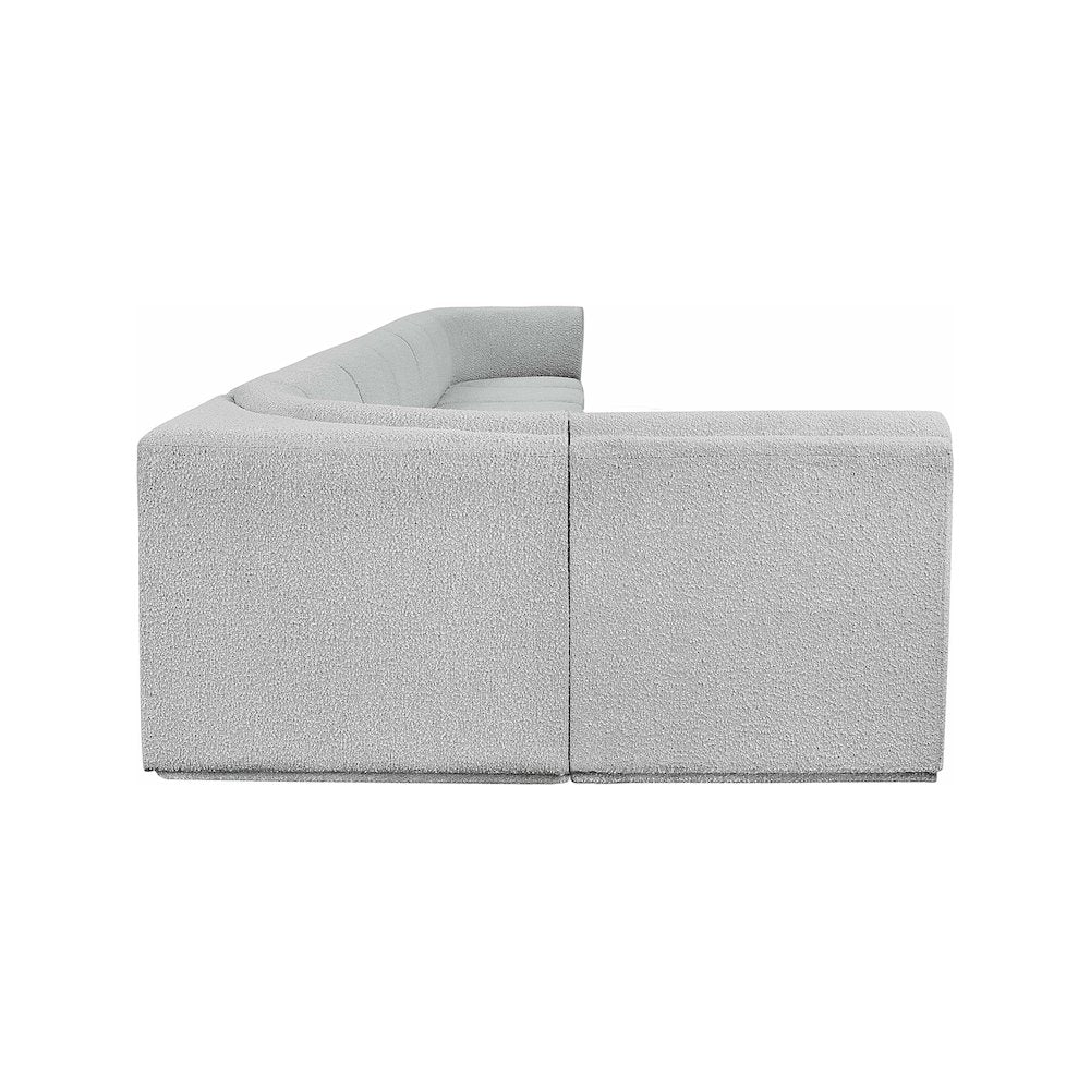 Ollie Grey Boucle Fabric Modular Sectional