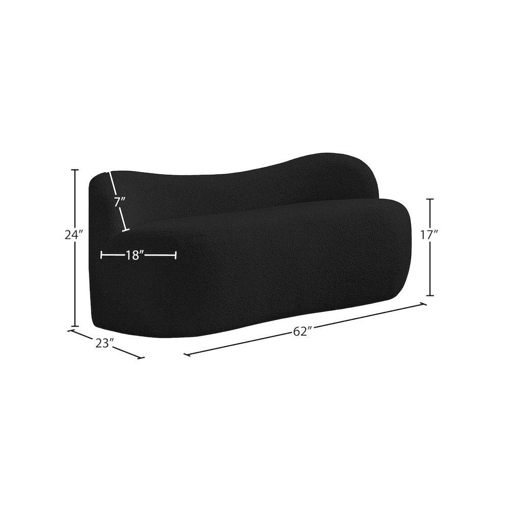 Flair Black Boucle Fabric Bench