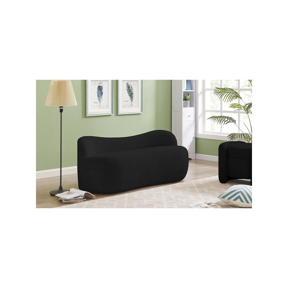 Flair Black Boucle Fabric Bench