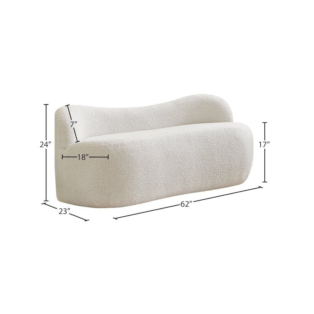 Flair Cream Boucle Fabric Bench
