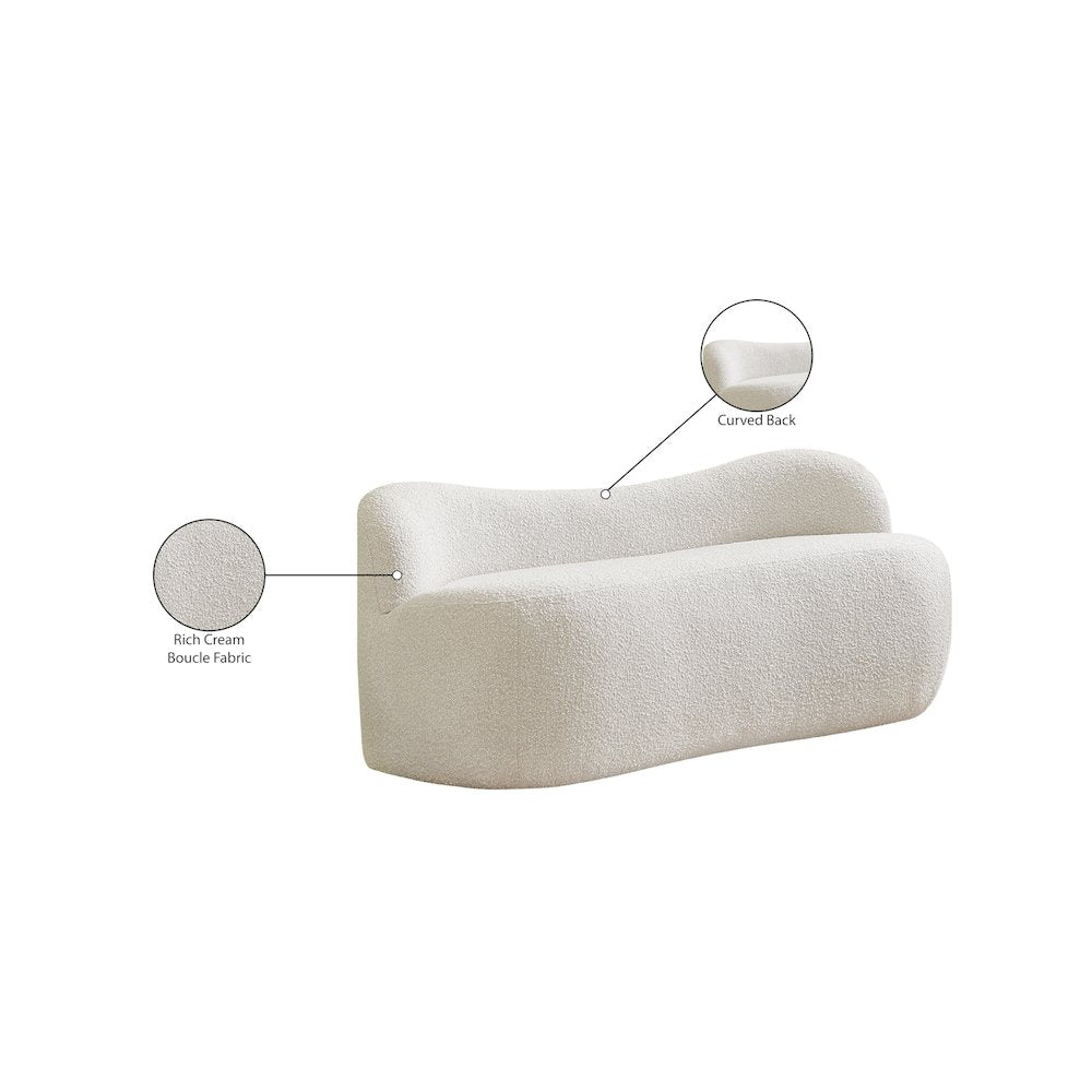Flair Cream Boucle Fabric Bench