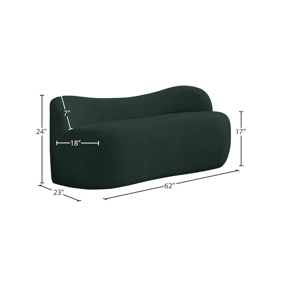 Flair Green Boucle Fabric Bench
