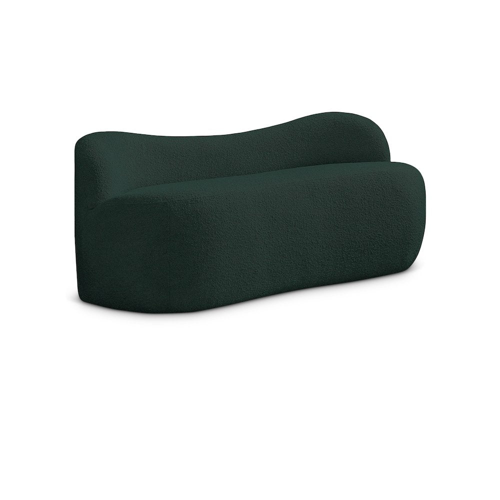 Flair Green Boucle Fabric Bench