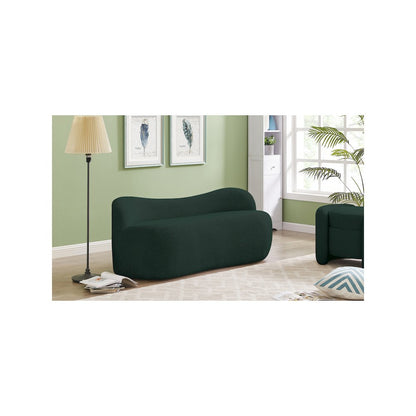 Flair Green Boucle Fabric Bench