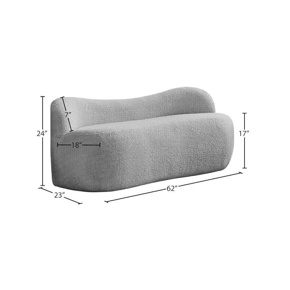 Flair Grey Boucle Fabric Bench