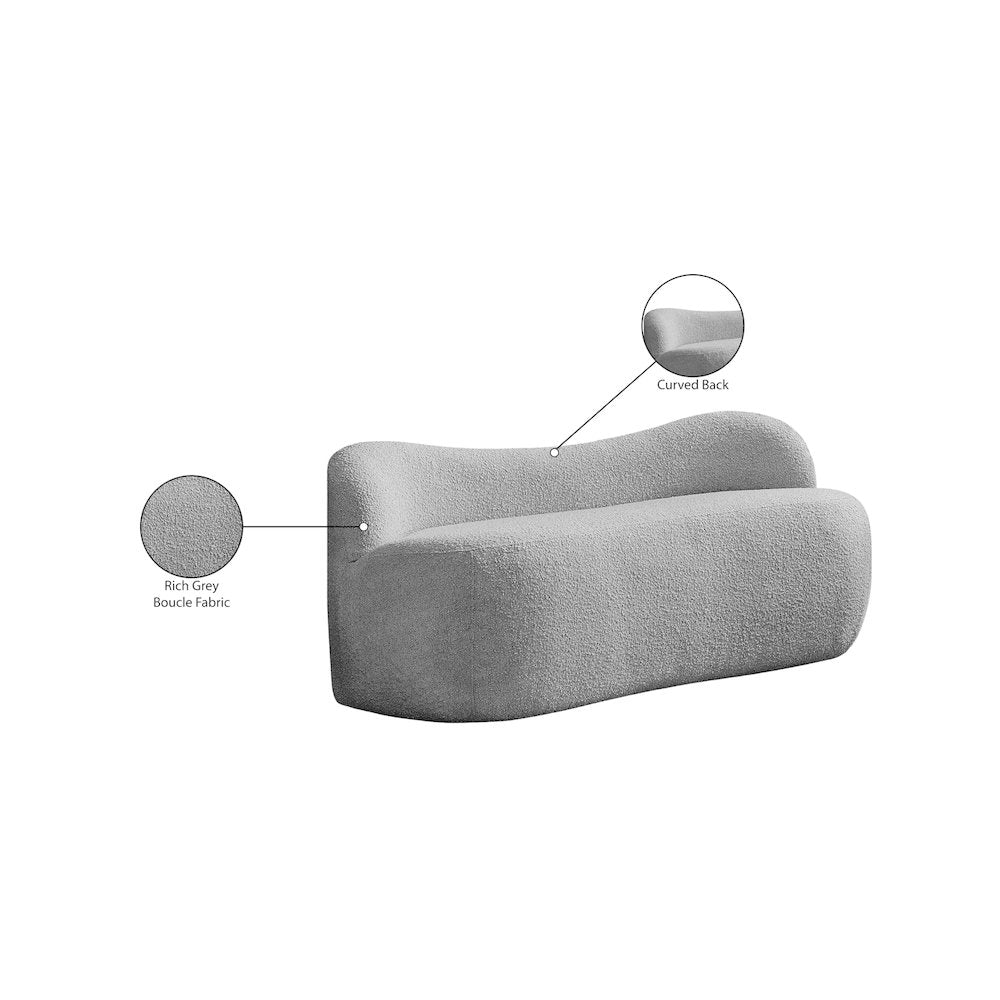 Flair Grey Boucle Fabric Bench