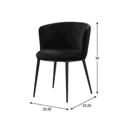 Matte Black Velvet Dining Chairs Set of 2 with Contemporary Back Height