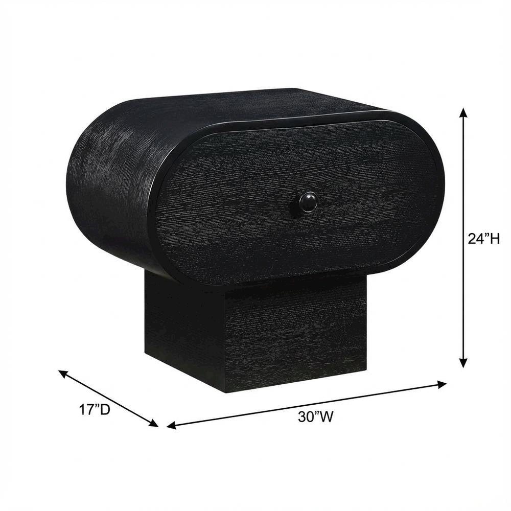 Black Art Deco Nightstand with Sleek Finish and Modern Design