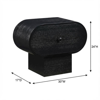 Black Art Deco Nightstand with Sleek Finish and Modern Design