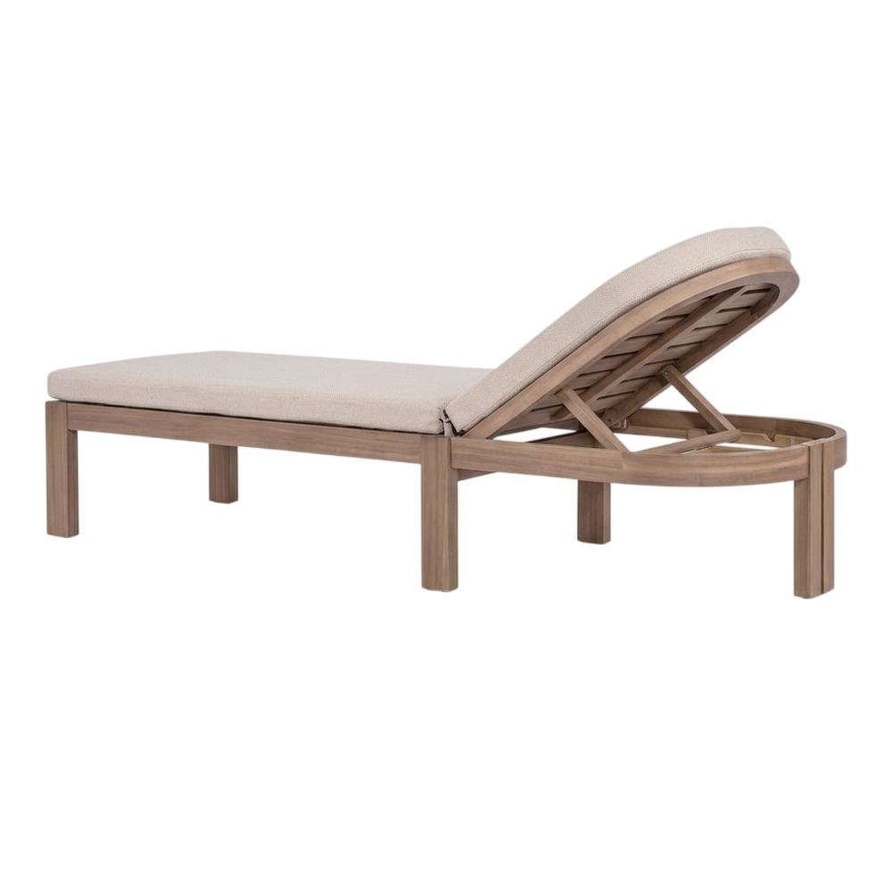 Contemporary Beige Fabric Outdoor Lounge Chair With Cushioned Seat