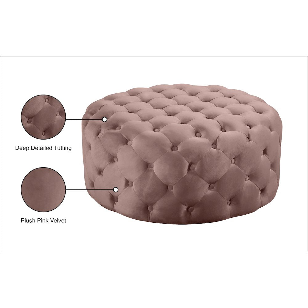 Addison Pink Velvet Ottoman/Bench