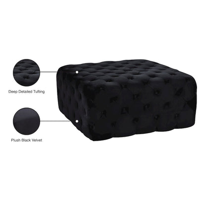 Ariel Black Velvet Ottoman/Bench