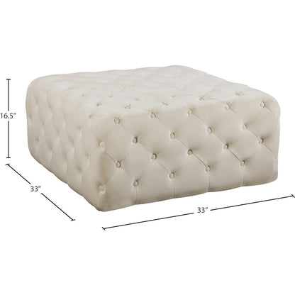 Ariel Cream Velvet Ottoman/Bench