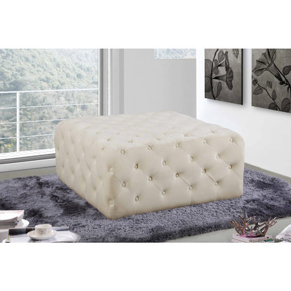 Ariel Cream Velvet Ottoman/Bench