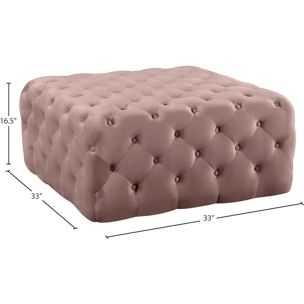 Ariel Pink Velvet Ottoman/Bench