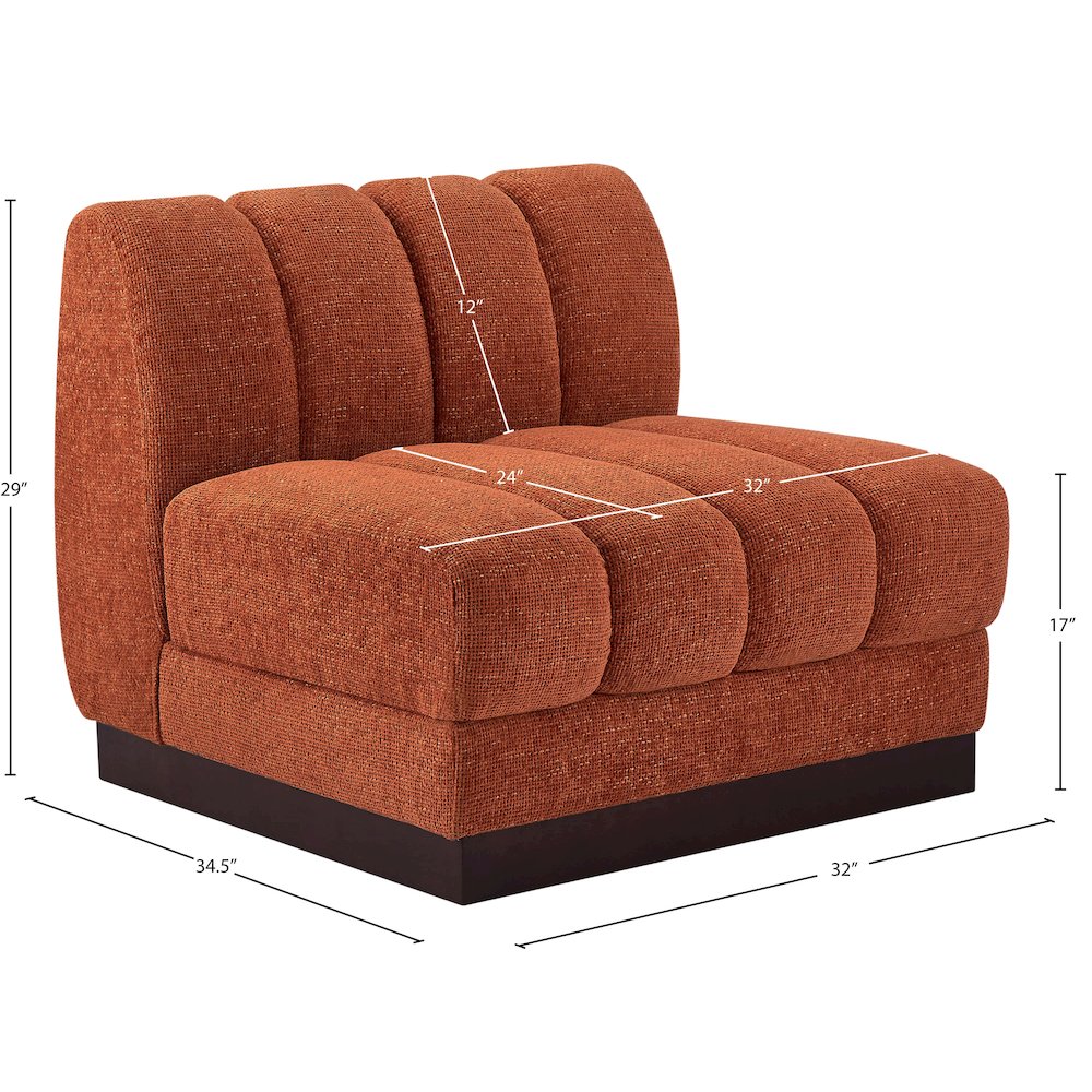Quinn Cognac Chenille Fabric Armless Chair
