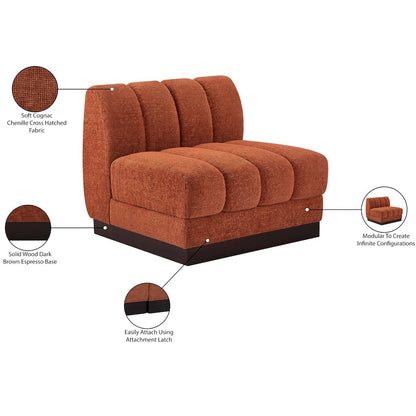 Quinn Cognac Chenille Fabric Armless Chair